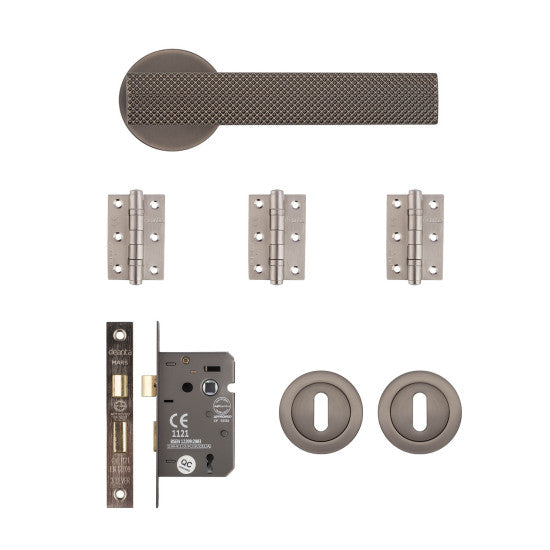 Deanta Olympia Mortice Kit Matt Satin Black Nickel Handle OLYMOKMSB