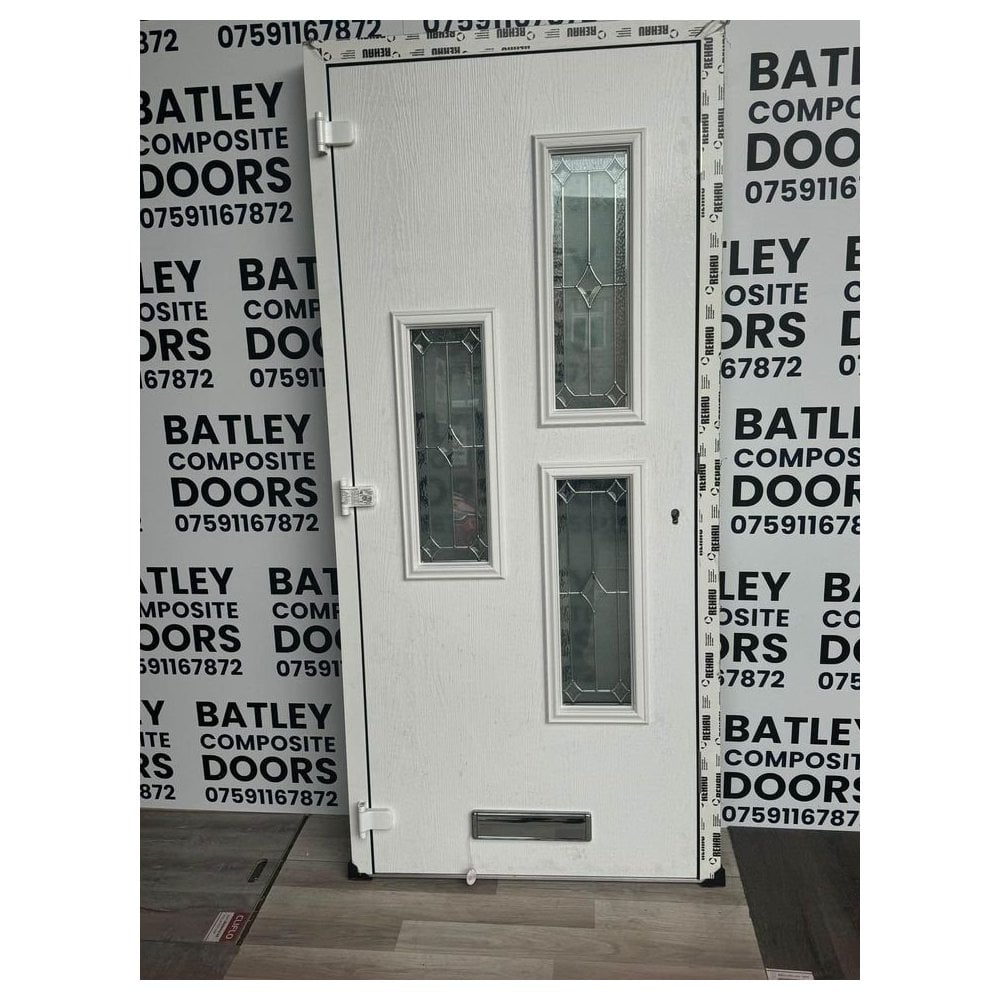 Anthracite Grey Composite Lever Handle Door With Anthracite Grey Frame 956X2072MM #1061