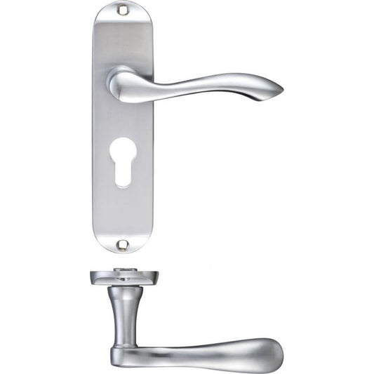 Arundel Lever Euro Lock Satin Chrome Short Plate 175 x 42 x 47.5mm