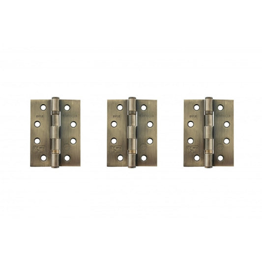 Atlantic UK Hardware Atlantic Ball Bearing Hinges Grade 11 Fire Rated 4"x3"x2.5mm Antique Brass AHG111433AB(3) (SET OF 3