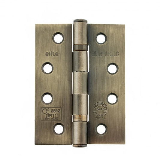 Atlantic UK Hardware Atlantic Ball Bearing Hinges Grade 11 Fire Rated 4"x3"x2.5mm Antique Brass AHG111433AB Pair