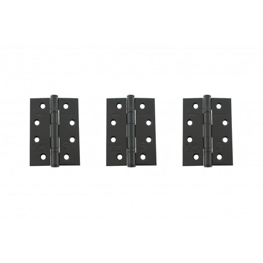 Atlantic UK Hardware Atlantic Ball Bearing Hinges Grade 11 Fire Rated 4"x3"x2.5mm Matt Black AHG111433MB(3) (SET OF 3)