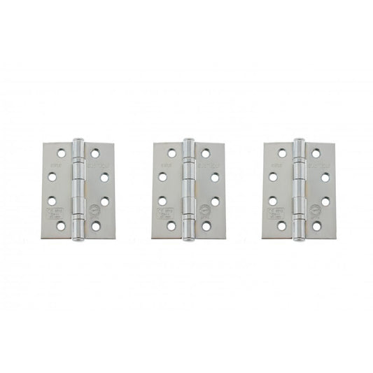 Atlantic UK Hardware Atlantic Ball Bearing Hinges Grade 11 Fire Rated 4"x3"x2.5mm Polished Chrome AHG111433PC(3) (SET OF