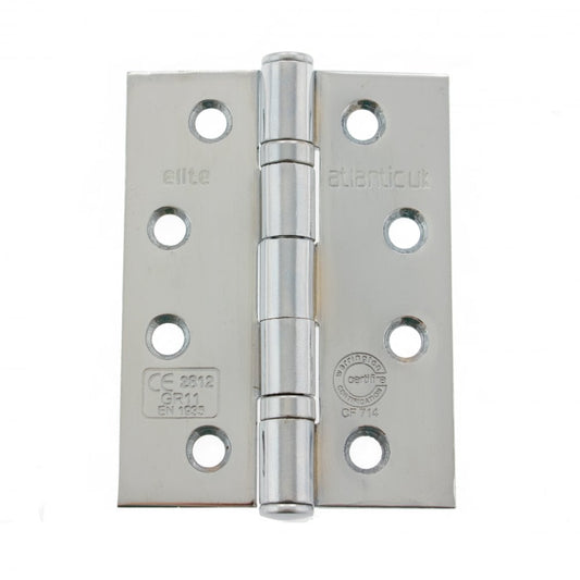 Atlantic UK Hardware Atlantic Ball Bearing Hinges Grade 11 Fire Rated 4"x3"x2.5mm Polished Chrome AHG111433PC Pair