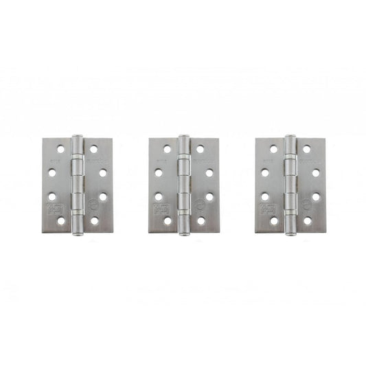 Atlantic UK Hardware Atlantic Ball Bearing Hinges Grade 11 Fire Rated 4"x3"x2.5mm Satin Chrome AHG111433SC(3) (SET OF 3)