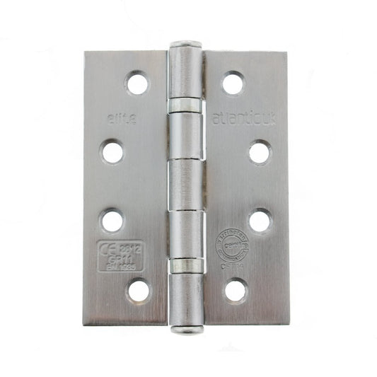 Atlantic UK Hardware Atlantic Ball Bearing Hinges Grade 11 Fire Rated 4"x3"x2.5mm Satin Chrome AHG111433SC Pair