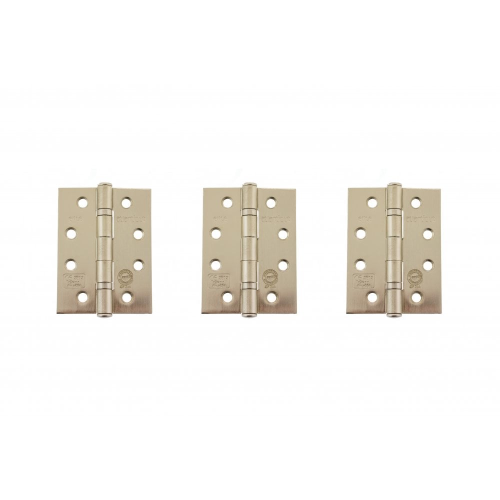 Atlantic UK Hardware Atlantic Ball Bearing Hinges Grade 11 Fire Rated 4"x3"x2.5mm Satin Nickel AHG111433SN(3) (SET OF 3)