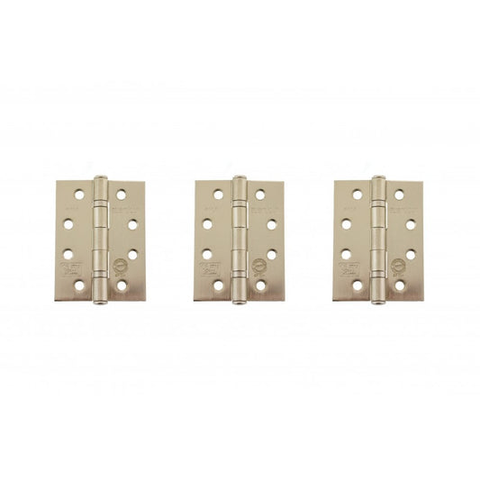 Atlantic UK Hardware Atlantic Ball Bearing Hinges Grade 11 Fire Rated 4"x3"x2.5mm Satin Nickel AHG111433SN(3) (SET OF 3)