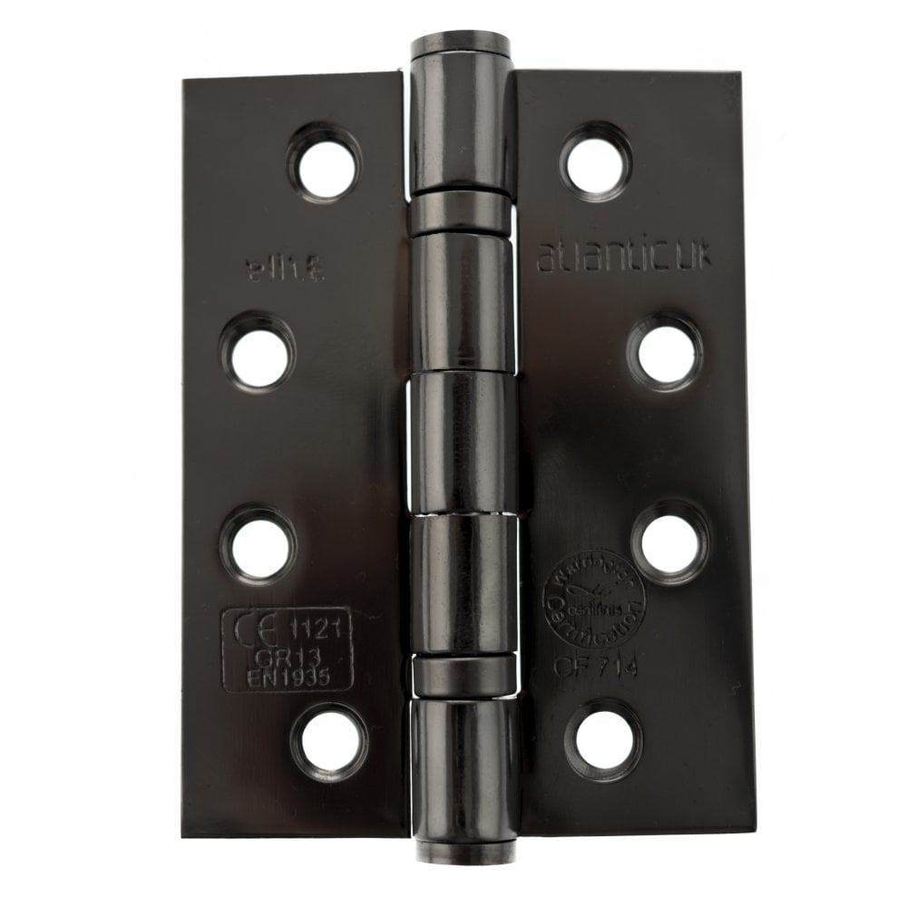 Atlantic UK Hardware Atlantic Ball Bearing Hinges Grade 13 Fire Rated 4"x3"x3mm Black Nickel AH1433BN Pair