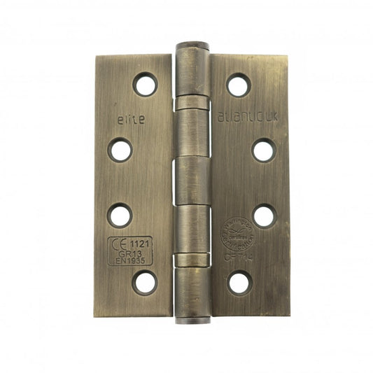 Atlantic UK Hardware Atlantic Ball Bearing Hinges Grade 13 Fire Rated 4"x3"x3mm Matt Antique Brass AH1433MAB Pair