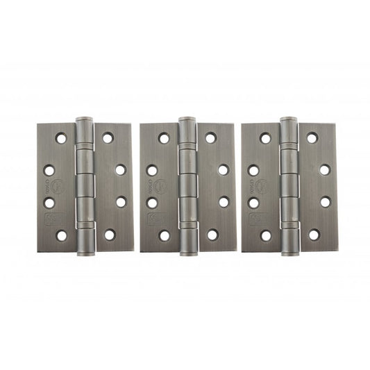 Atlantic UK Hardware Atlantic Ball Bearing Hinges Grade 13 Fire Rated 4"x3"x3mm Matt Gun Metal AH1433MBN(3) (SET OF 3)