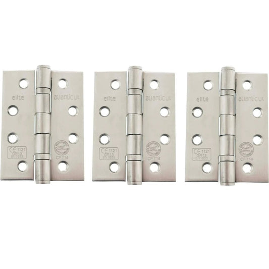 Atlantic UK Hardware Atlantic Ball Bearing Hinges Grade 13 Fire Rated 4"x3"x3mm Polished Stainless Steel AH1433PSS(3) (S