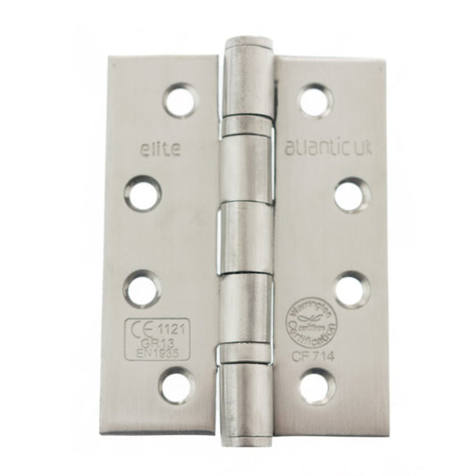 Atlantic UK Hardware Atlantic Ball Bearing Hinges Grade 13 Fire Rated 4"x3"x3mm Satin Stainless Steel AH1433SSS Pair