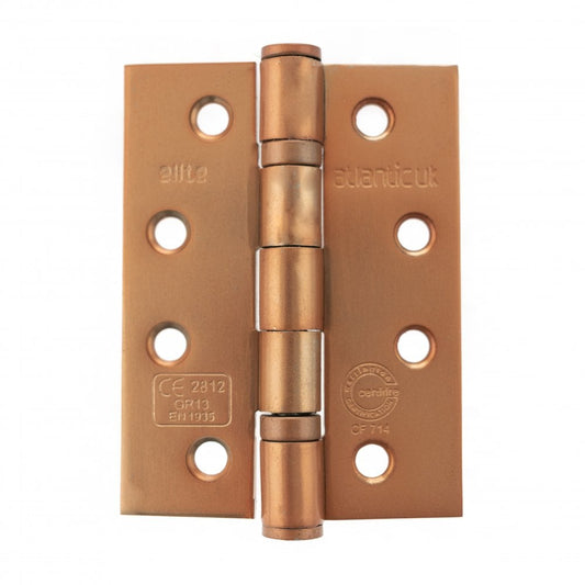 Atlantic UK Hardware Atlantic Ball Bearing Hinges Grade 13 Fire Rated 4"x3"x3mm Urban Satin Copper AH1433USC Pair