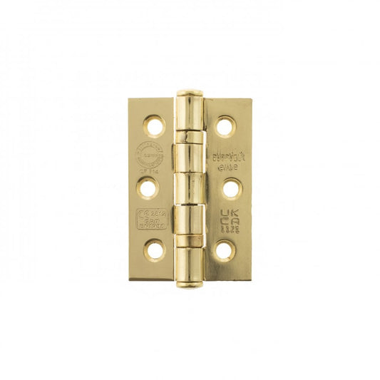 Atlantic UK Hardware Atlantic Ball Bearing Hinges Grade 7 Fire Rated 3"x2"x2mm Polished Brass A2H322PB Pair