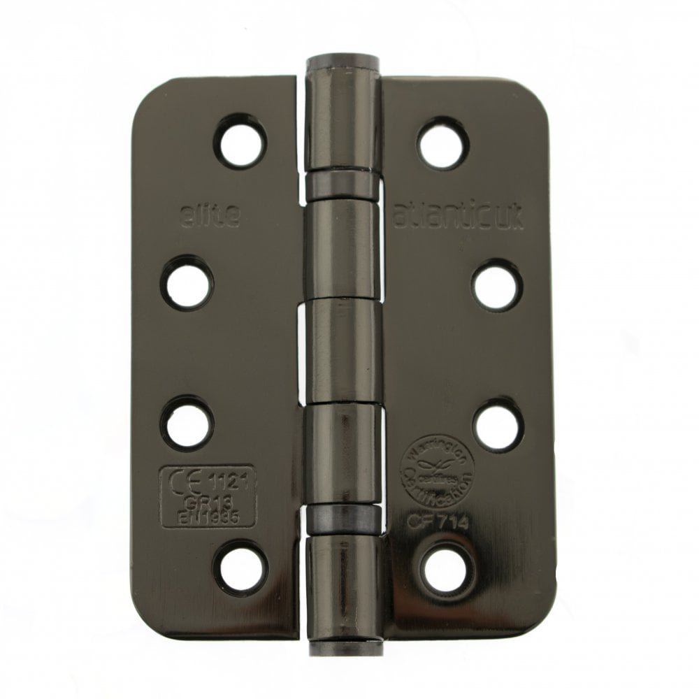 Atlantic UK Hardware Atlantic Radius Corner Ball Bearing Hinges 4"x3"x3mm Black Nickel AHR1433BN Pair