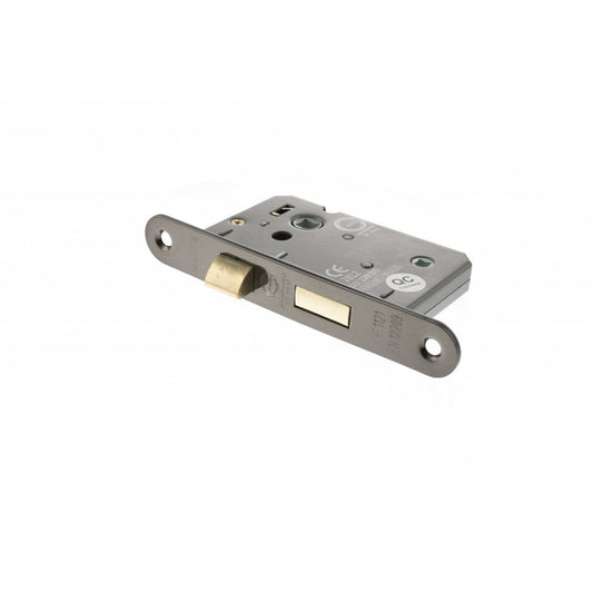 Atlantic UK Hardware Atlantic Radius Corner Bathroom Lock 2.5" (63mm) Black Nickel ALKRCBATH25BN