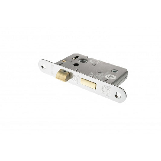 Atlantic UK Hardware Atlantic Radius Corner Bathroom Lock 2.5" (63mm) Satin Chrome ALKRCBATH25SC