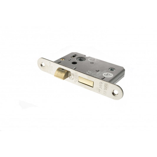 Atlantic UK Hardware Atlantic Radius Corner Bathroom Lock 3" (76mm) Polished Nickel ALKRCBATH3PN