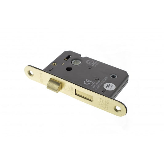 Atlantic UK Hardware Atlantic Radius Corner Bathroom Lock 3" (76mm) Satin Brass ALKRCBATH3SB
