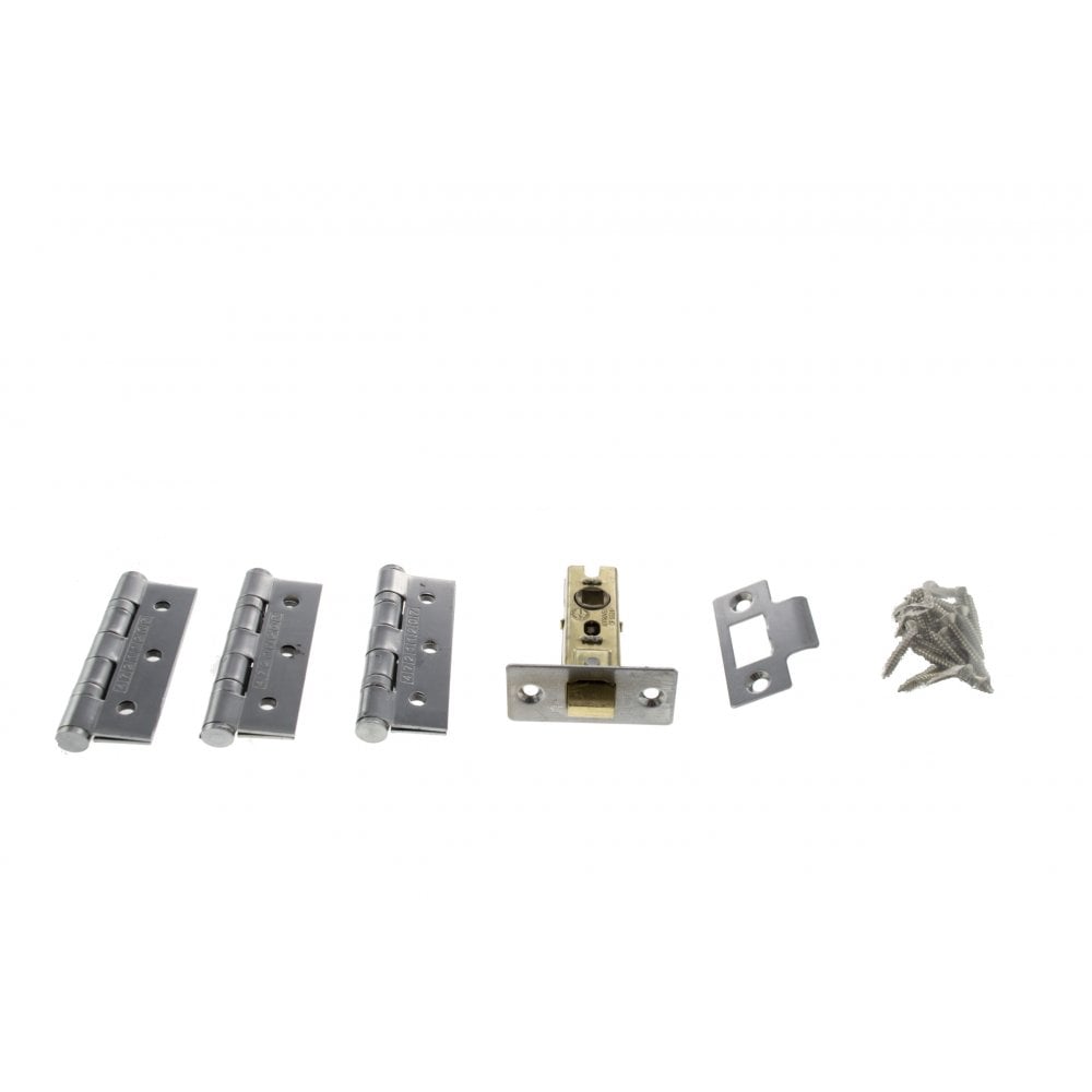 Atlantic UK Hardware Atlantic Satin Chrome Latch Pack [CE] 2.5″ (Latch x1) + 3″x2″ (Hinge x3) ALP2532SC