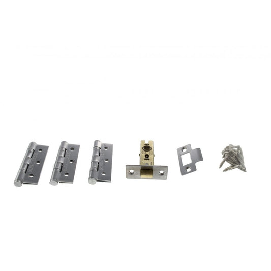 Atlantic UK Hardware Atlantic Satin Chrome Latch Pack [CE] 2.5″ (Latch x1) + 3″x2″ (Hinge x3) ALP2532SC