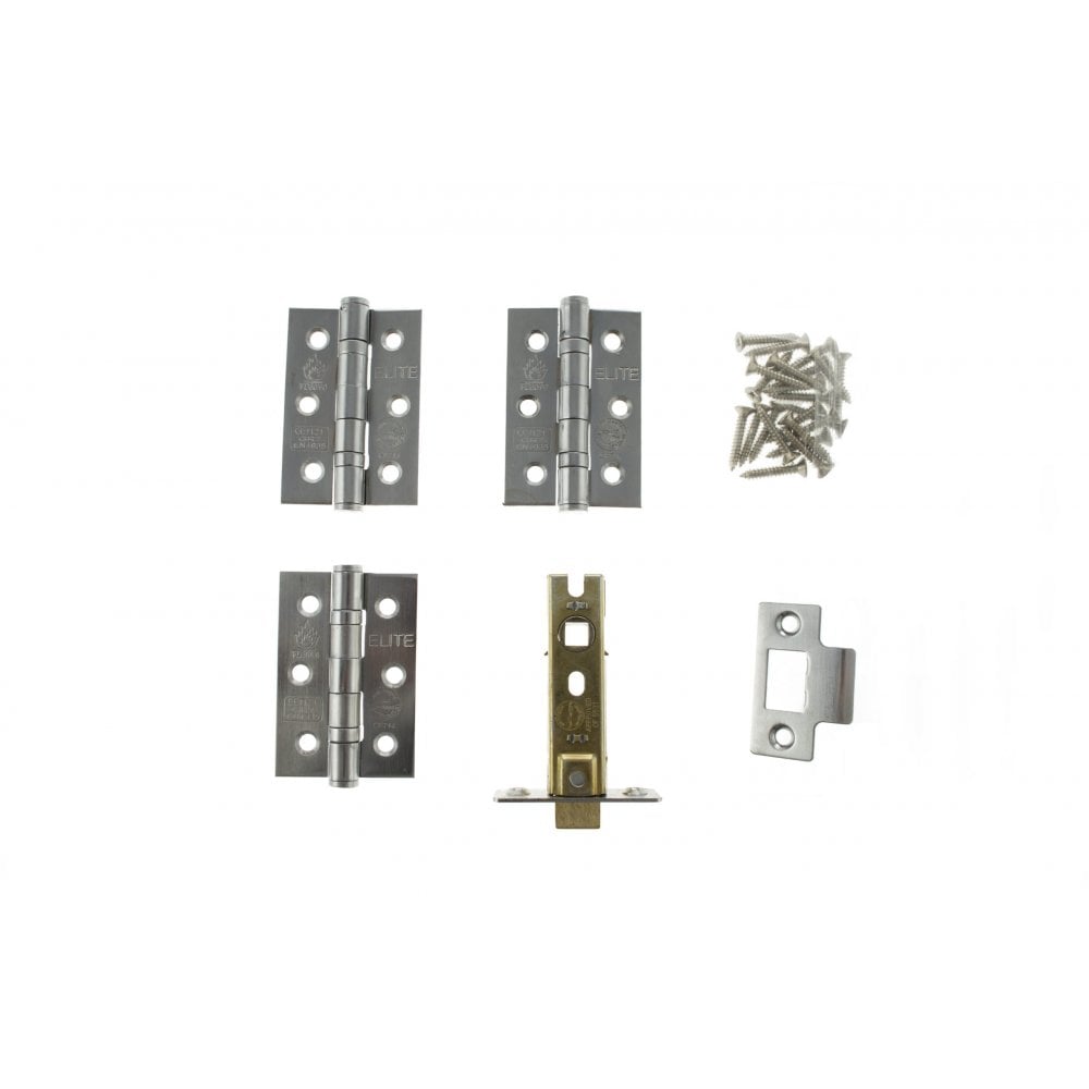 Atlantic UK Hardware Atlantic Satin Chrome Latch Pack [CE] 3″ (Latch x1) + 3″x2″ (Hinge x3) ALP332SC