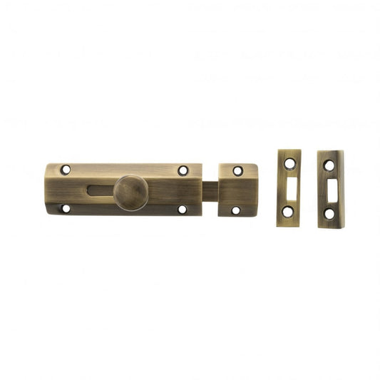 Atlantic UK Hardware Atlantic Solid Brass Surface Door Bolt 4" Antique Brass ASB4AB