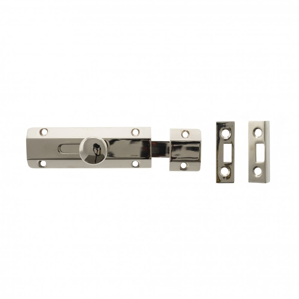Atlantic UK Hardware Atlantic Solid Brass Surface Door Bolt 4" Polished Nickel ASB4PN