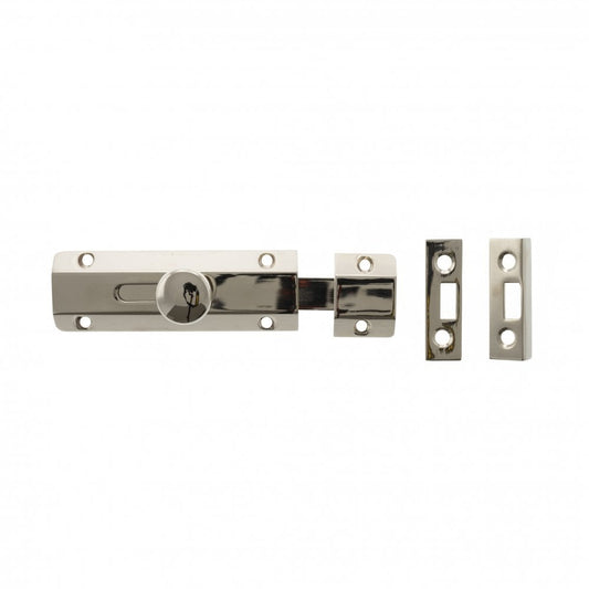 Atlantic UK Hardware Atlantic Solid Brass Surface Door Bolt 4" Polished Nickel ASB4PN