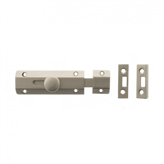 Atlantic UK Hardware Atlantic Solid Brass Surface Door Bolt 4" Satin Nickel ASB4SN