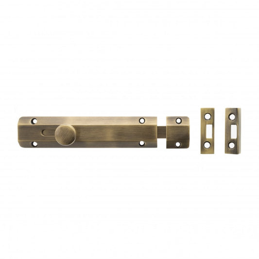 Atlantic UK Hardware Atlantic Solid Brass Surface Door Bolt 6" Antique Brass ASB6AB