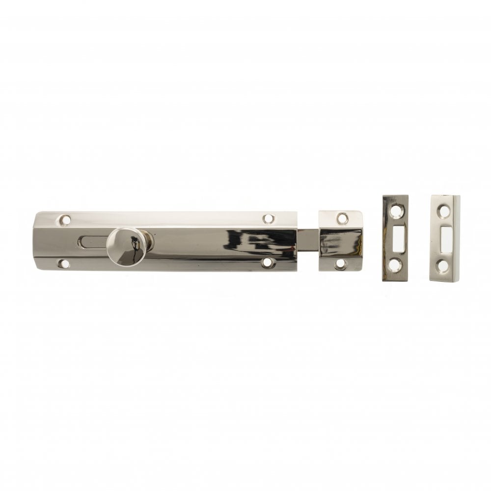 Atlantic UK Hardware Atlantic Solid Brass Surface Door Bolt 6" Polished Nickel ASB6PN