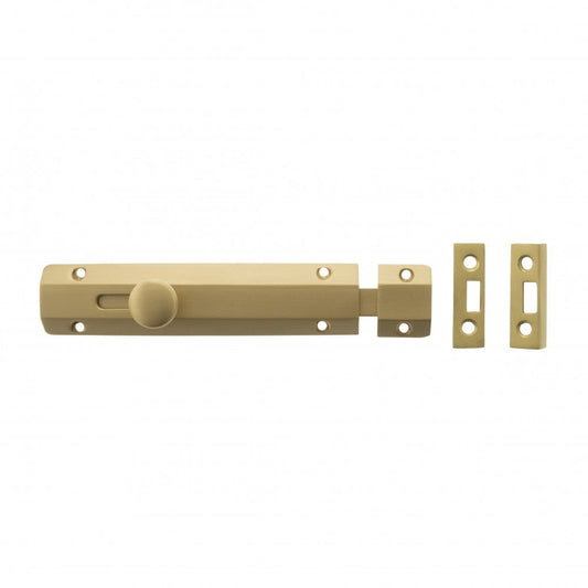 Atlantic UK Hardware Atlantic Solid Brass Surface Door Bolt 6" Satin Brass ASB6SB