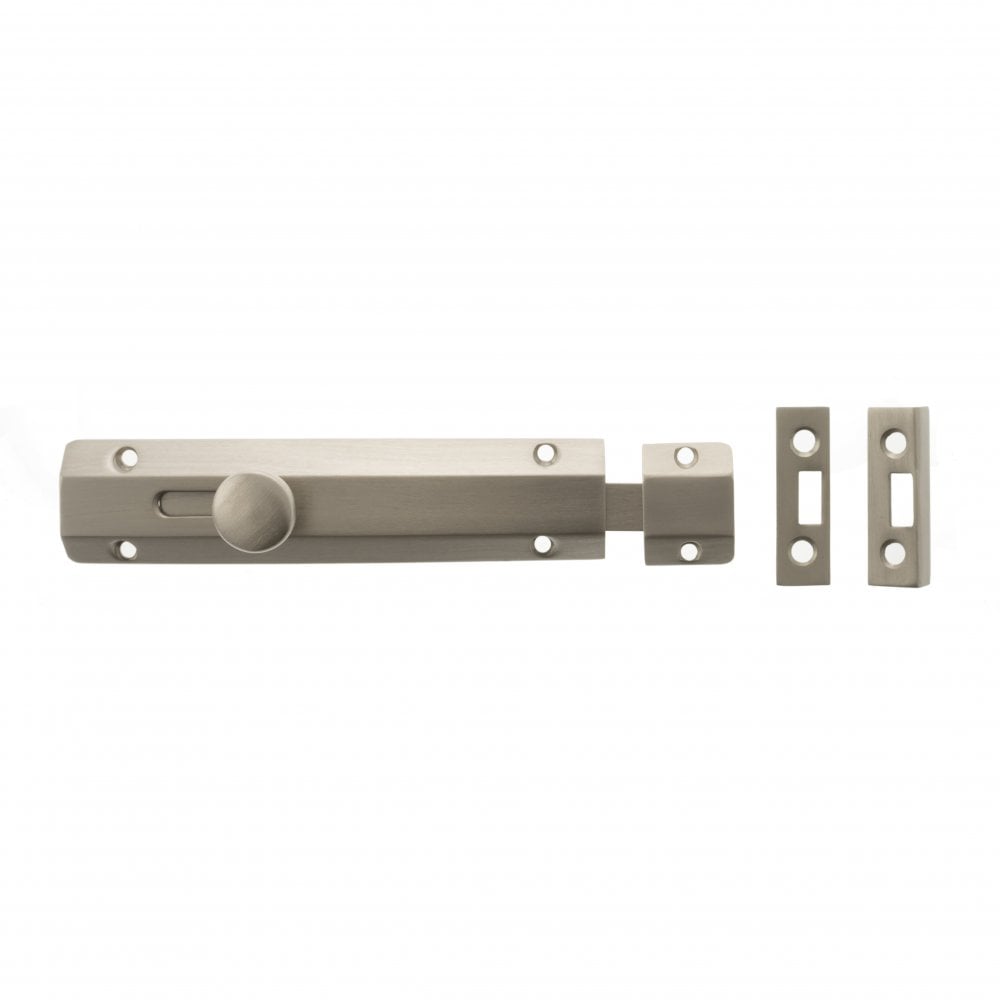 Atlantic UK Hardware Atlantic Solid Brass Surface Door Bolt 6" Satin Nickel ASB6SN