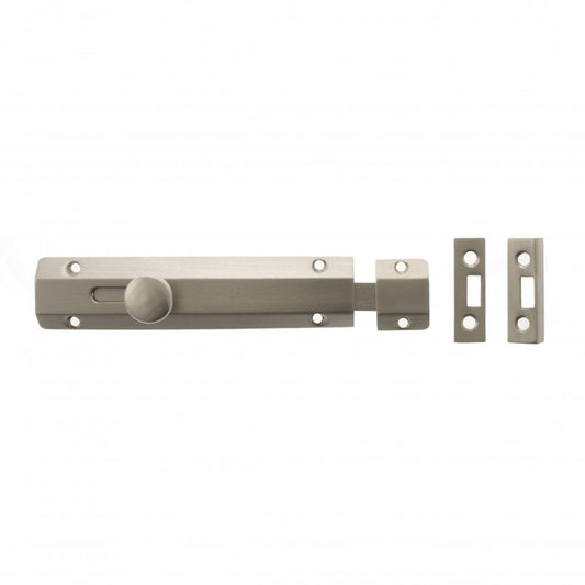 Atlantic UK Hardware Atlantic Solid Brass Surface Door Bolt 6" Satin Nickel ASB6SN