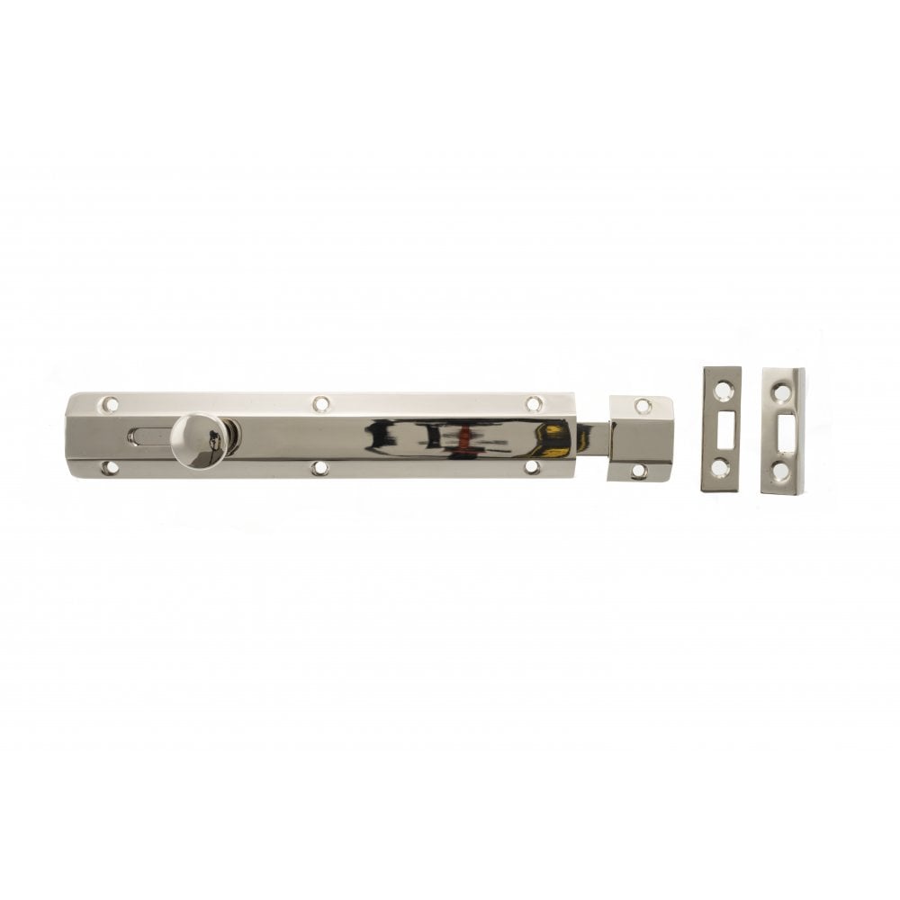 Atlantic UK Hardware Atlantic Solid Brass Surface Door Bolt 8" Polished Nickel ASB8PN
