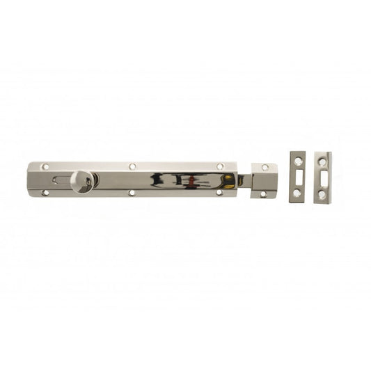 Atlantic UK Hardware Atlantic Solid Brass Surface Door Bolt 8" Polished Nickel ASB8PN