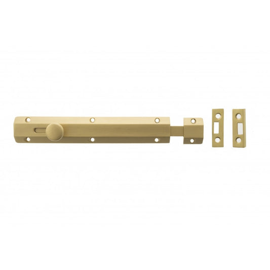 Atlantic UK Hardware Atlantic Solid Brass Surface Door Bolt 8" Satin Brass ASB8SB