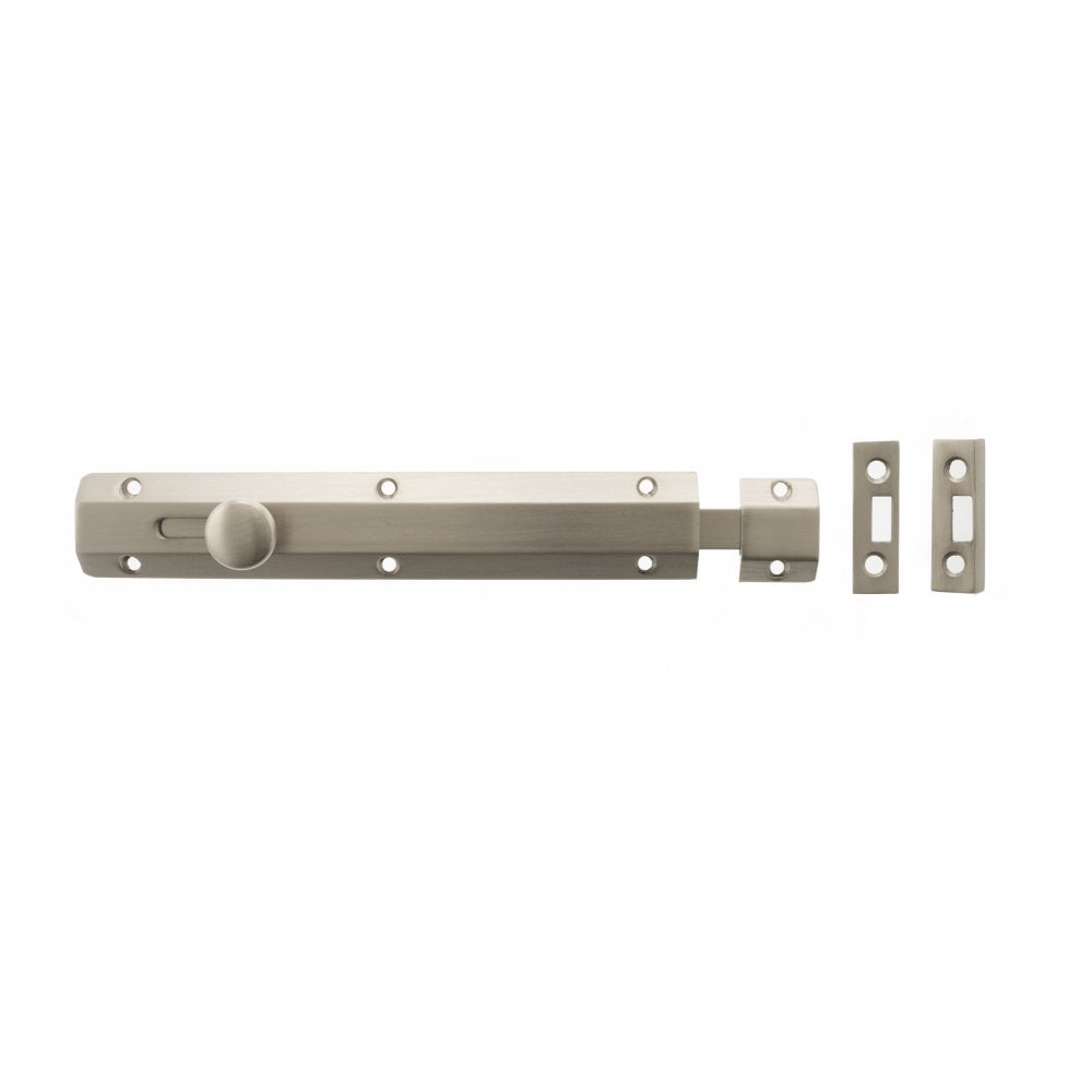Atlantic UK Hardware Atlantic Solid Brass Surface Door Bolt 8" Satin Nickel ASB8SN