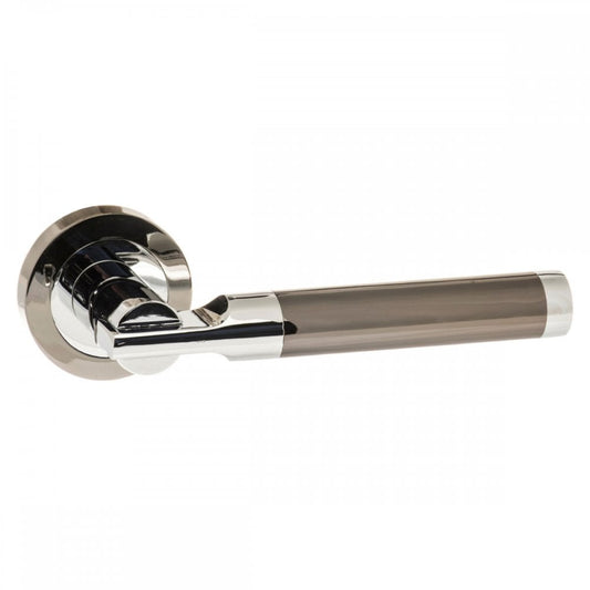 Atlantic UK Hardware Black Nickel/Polished Chrome Dakota Lever on Round Rose S36RBNPC