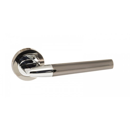 Atlantic UK Hardware Black Nickel/Polished Chrome Tennessee Lever on Round Rose S37RBNPC
