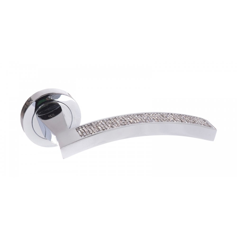 Atlantic UK Hardware Crystal / Polished Chrome Pari Crystal Designer Lever on Flush Square Rose SPM167CRCP
