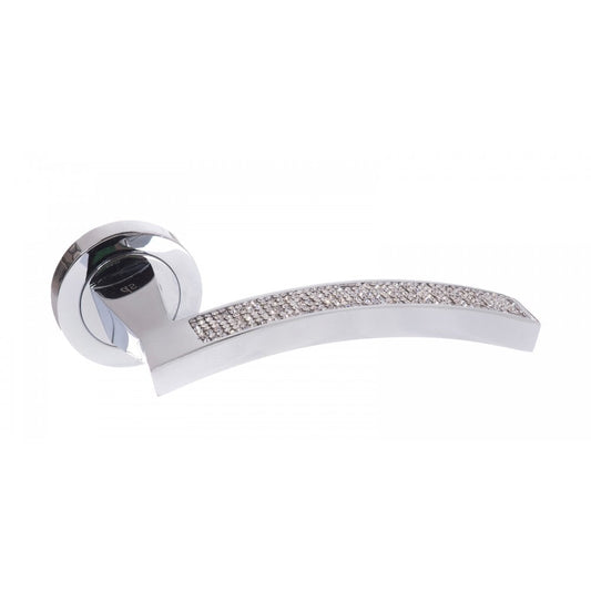 Atlantic UK Hardware Crystal / Polished Chrome Pari Crystal Designer Lever on Flush Square Rose SPM167CRCP