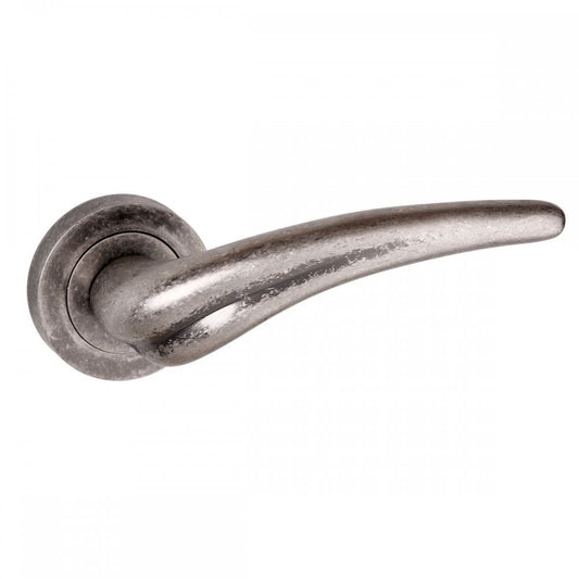 Atlantic UK Hardware Distressed Silver Old English York Lever on Round Rose OE174DS