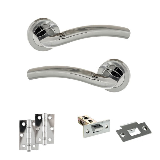 Atlantic UK Hardware Eco Crest on Round Rose 2.5" Latch Set 3" Ungraded Hinges x2 ADPECO50SCPC7