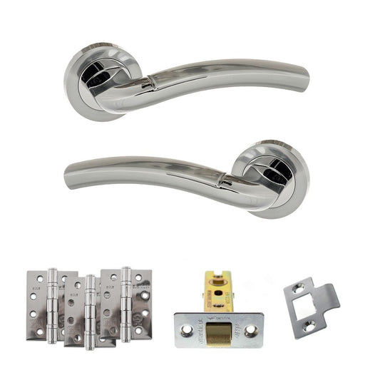 Atlantic UK Hardware Eco Crest on Round Rose 2.5" Latch Set 4" Grade 13 Hinges x2 ADPECO50SCPC3
