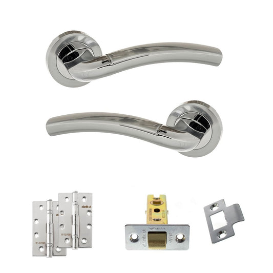 Atlantic UK Hardware Eco Crest on Round Rose 2.5" Latch Set 4" Slim Knuckle Hinges x2 ADPECO50SCPC5