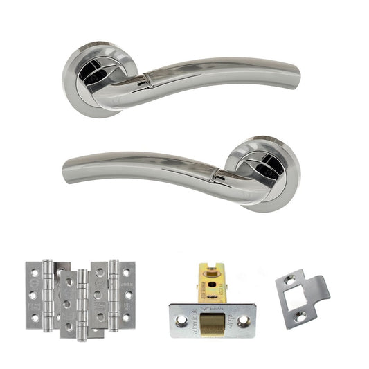 Atlantic UK Hardware Eco Crest on Round Rose 3" Latch Set 3" Grade 7 Hinges x3 ADPECO50SCPC2