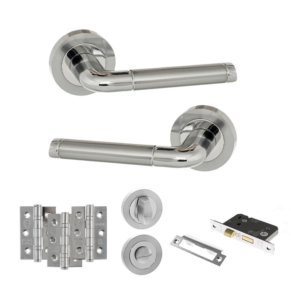 Atlantic UK Hardware Eco Ocean on Round Rose 2.5" Bathroom Set 3" Grade 7 Hinges x3 ADPECO40SCPC8